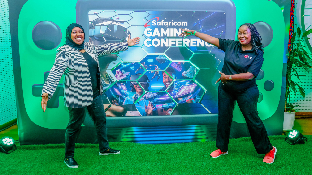 Fawzia  Ali-Kimanthi and Jane Kariuki at the Safaricom Gaming Conference. PHOTO/COURTESY